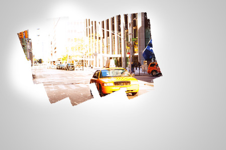 Display on wall showing cityの写真素材