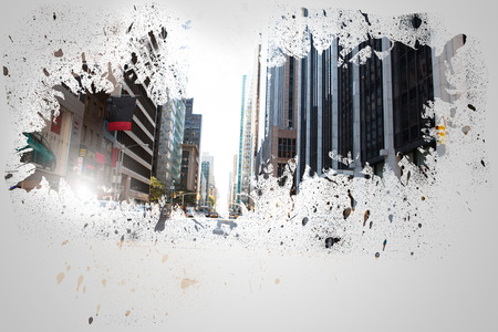 Splash on wall revealing cityscape