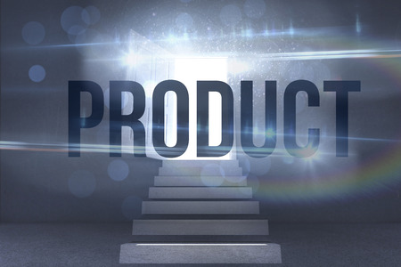 The word product against steps leading to open door showing lightの写真素材
