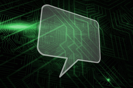 Speech bubble against green and black circuit boardの写真素材
