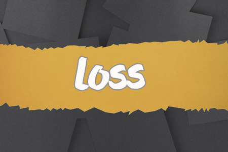 The word loss against digitally generated grey paper strewn
