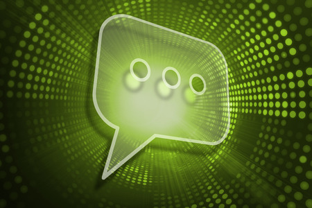 Speech bubble against green pixel spiralの写真素材