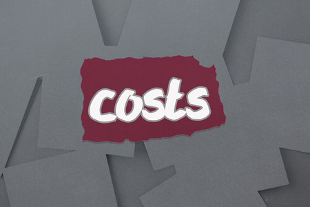 The word costs against digitally generated grey paper strewnの写真素材