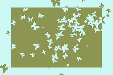 Digitally generated stencil butterfly pattern design in green and blueの写真素材