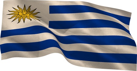 Digitally generated uruguay national flag on white backgroundの写真素材