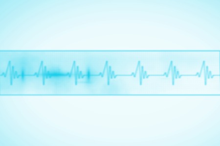 Digitally generated medical background with blue ecg lineの写真素材