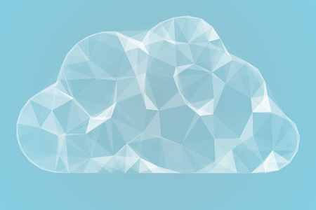 Angular cloud design in white on blue background