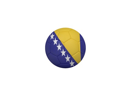 Football in bosnia and herzegovina colours on white backgroundの写真素材