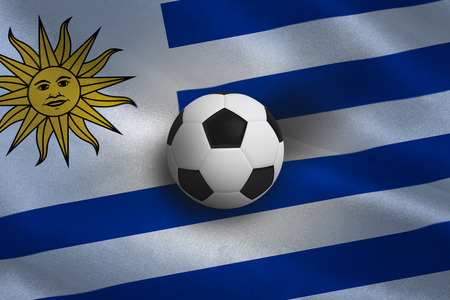 Black and white football against uruguay flag backgroundの写真素材