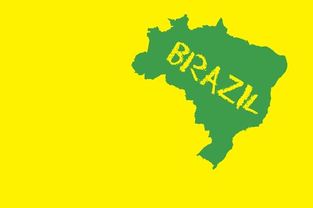 Digitally generated green brazil outline on yellow with textの写真素材