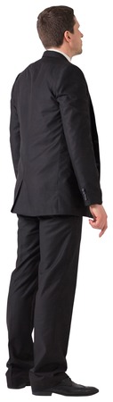 Handsome businessman looking with back to camera on white backgroundの写真素材