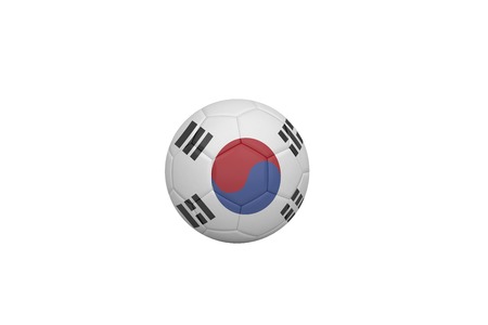 Football in south korea colours on white backgroundの写真素材