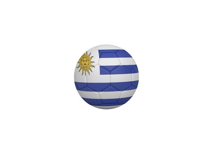 Football in uruguay colours on white backgroundの写真素材