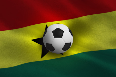 Black and white football against ghana flag backgroundの写真素材
