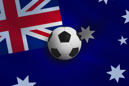 Black and white football against australia flag backgroundの写真素材