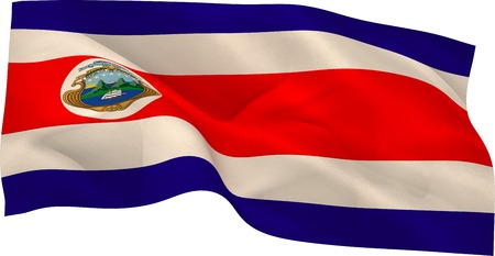 Costa rica flag waving on white background