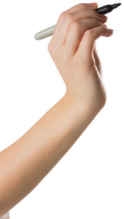 Hand writing with marker on white backgroundの写真素材