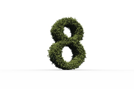 Eight made of leaves on white background
