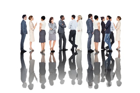 Many business people standing in a line on white backgroundの写真素材