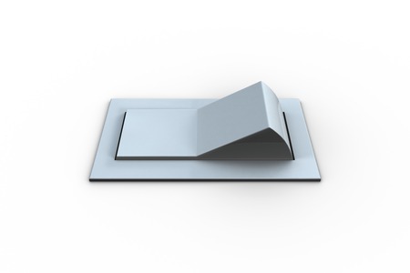 Digitally generated white flip switch on white backgroundの写真素材