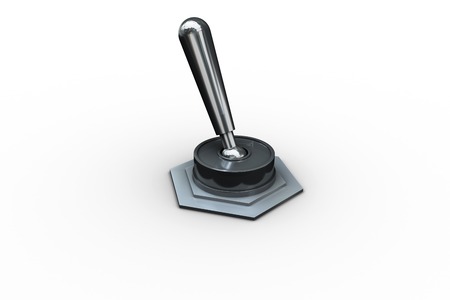 Digitally generated metal flip switch on white backgroundの写真素材