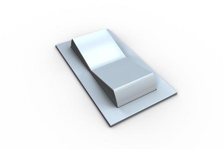 Digitally generated white flip switch on white backgroundの写真素材