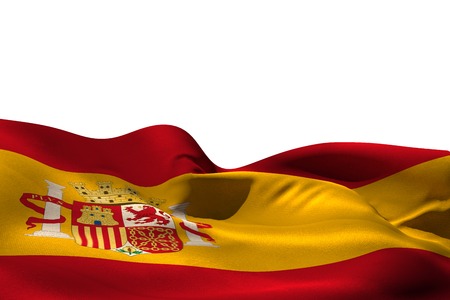 Digitally generated spain flag rippling on white backgroundの写真素材