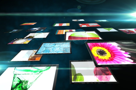 Digital composite of screen collage showing lifestyle imagesの写真素材