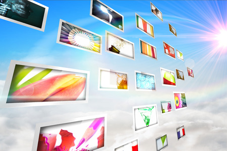 Digital composite of screen collage showing lifestyle imagesの写真素材