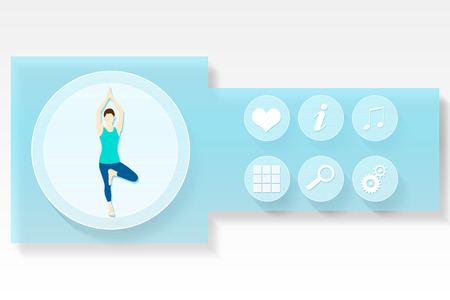 Fitness and health app menu in blue on white backgroundの写真素材