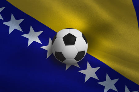 Black and white football against bosnia flag backgroundの写真素材