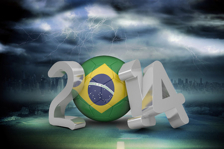Brazil world cup 2014 against stormy sky with tornado over roadの写真素材