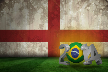 Brazil world cup 2014 against england flag in grunge effectの写真素材