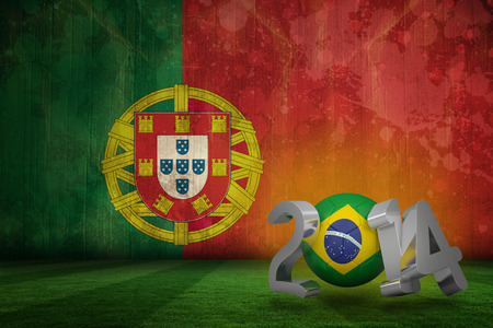 Brazil world cup 2014 against portugal flag in grunge effectの写真素材