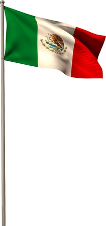 Digitally generated mexico national flag on white backgroundの写真素材