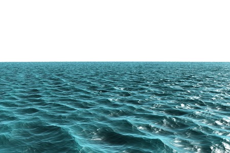 Digitally generated light Blue ocean on white background