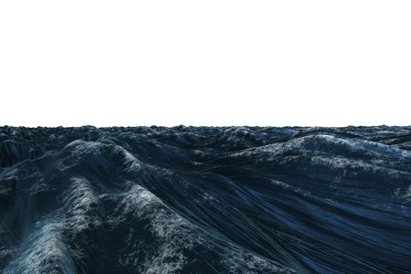 Digitally generated graphic Rough blue ocean on white backgroundの写真素材
