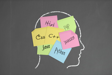 Digitally generated Chalk head with coding notes