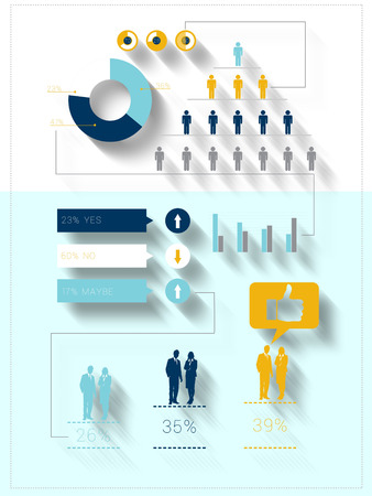 Digitally generated blue and yellow business infographic on white backgroundの写真素材