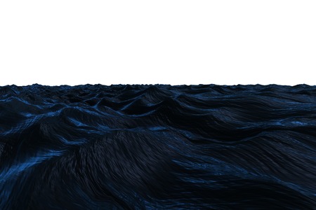 Digitally generated Dark blue rough ocean on white backgroundの写真素材