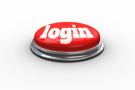 The word login on digitally generated red push button