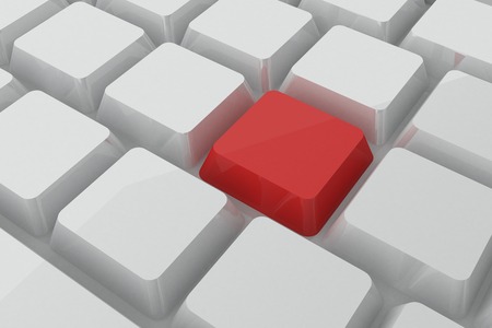 Digitally generated red key on keyboard