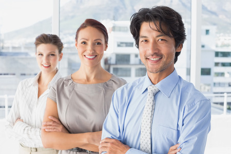 Business team standing all together at workの写真素材