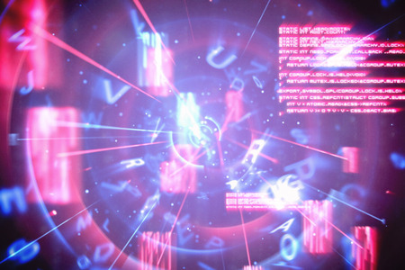 Digitally generated Blue and red technology interface