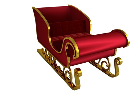Red and gold santa sleigh on white backgroundの写真素材