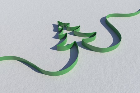 Ribbon in shape of christmas tree on white backgroundの写真素材