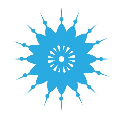 Delicate digital blue snowflake design on white backgroundの写真素材