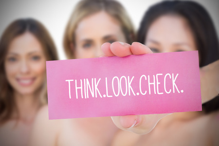 Composite image for breast cancer awareness with text on cardの写真素材