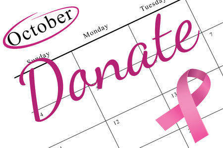 Pink breast cancer awareness ribbon on white backgroundの写真素材