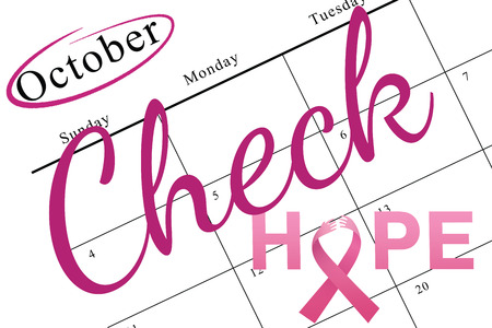 Breast cancer awareness message of hope on white backgroundの写真素材